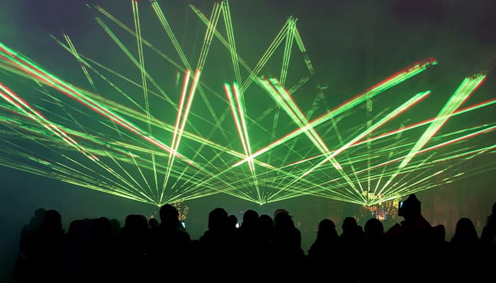 Green lasers at laser show