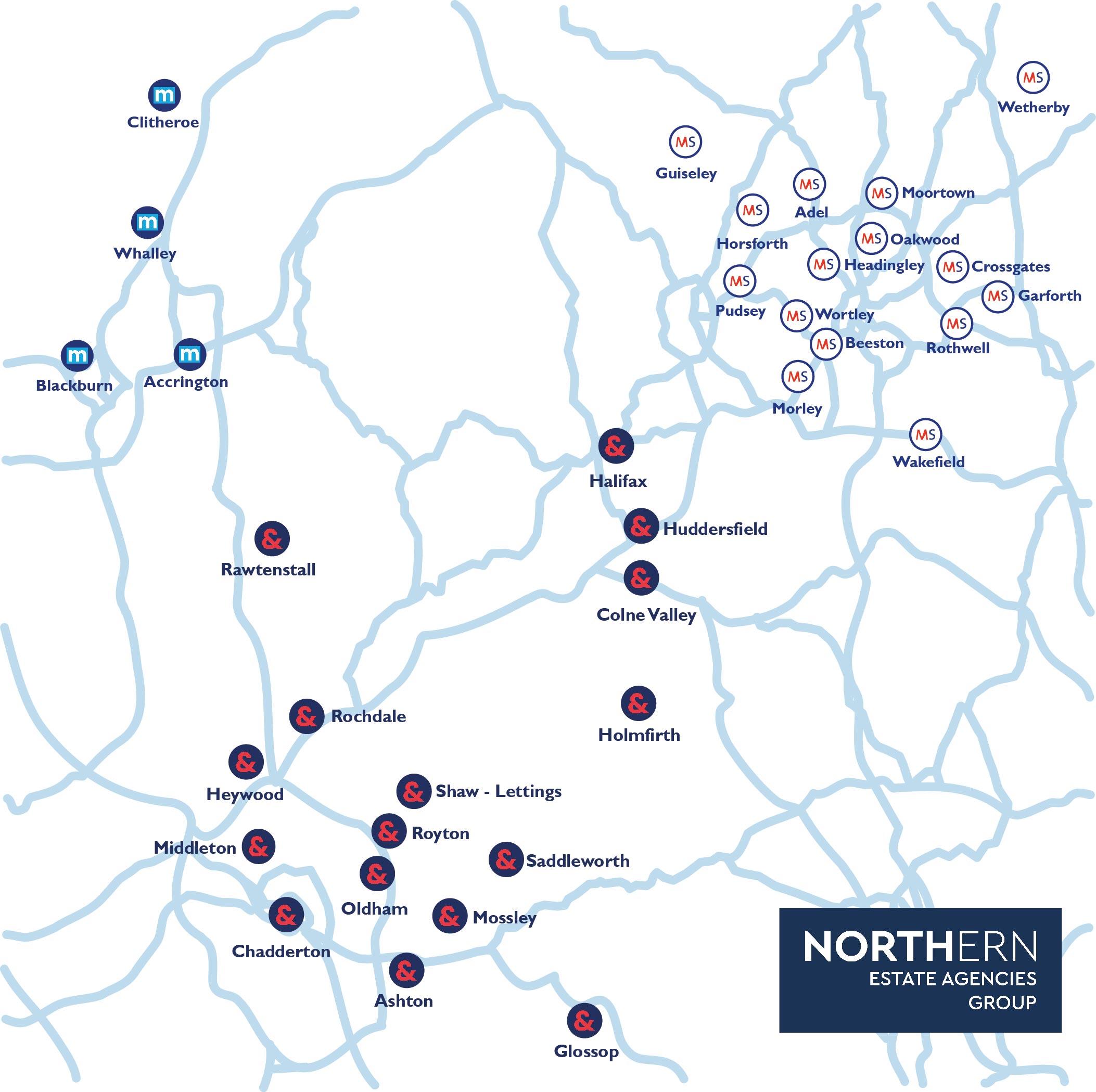 Northern Estate Agencies Group Map